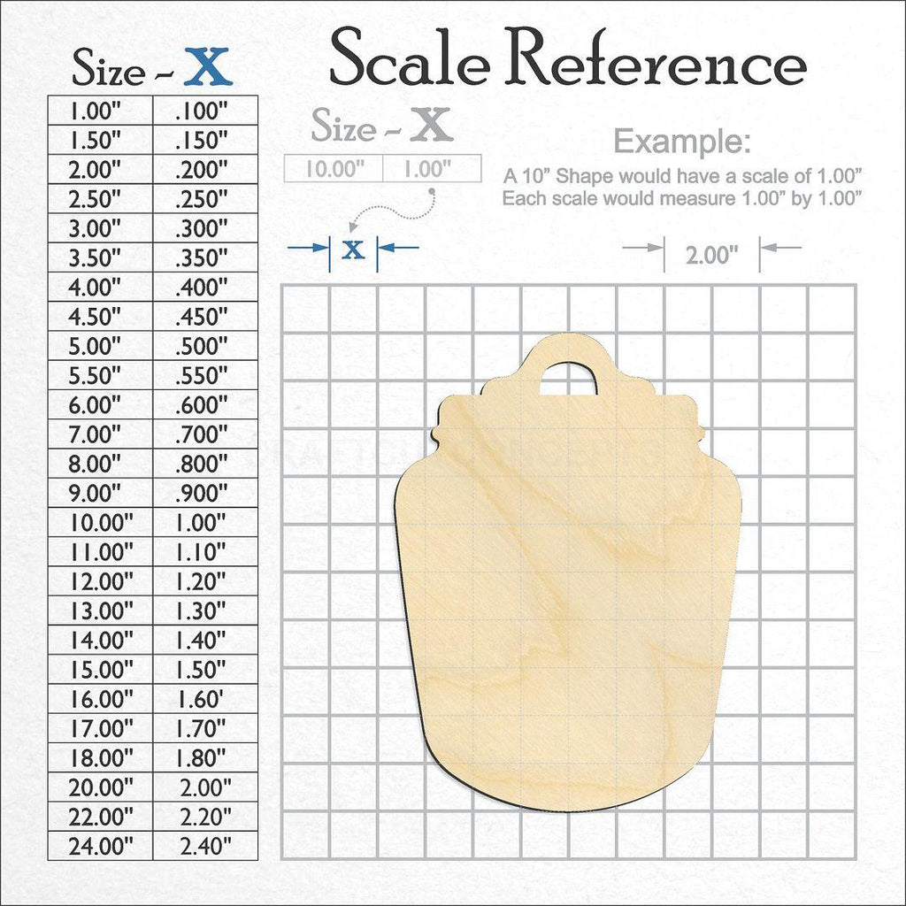 A scale and graph image showing a wood Candy Jar craft blank