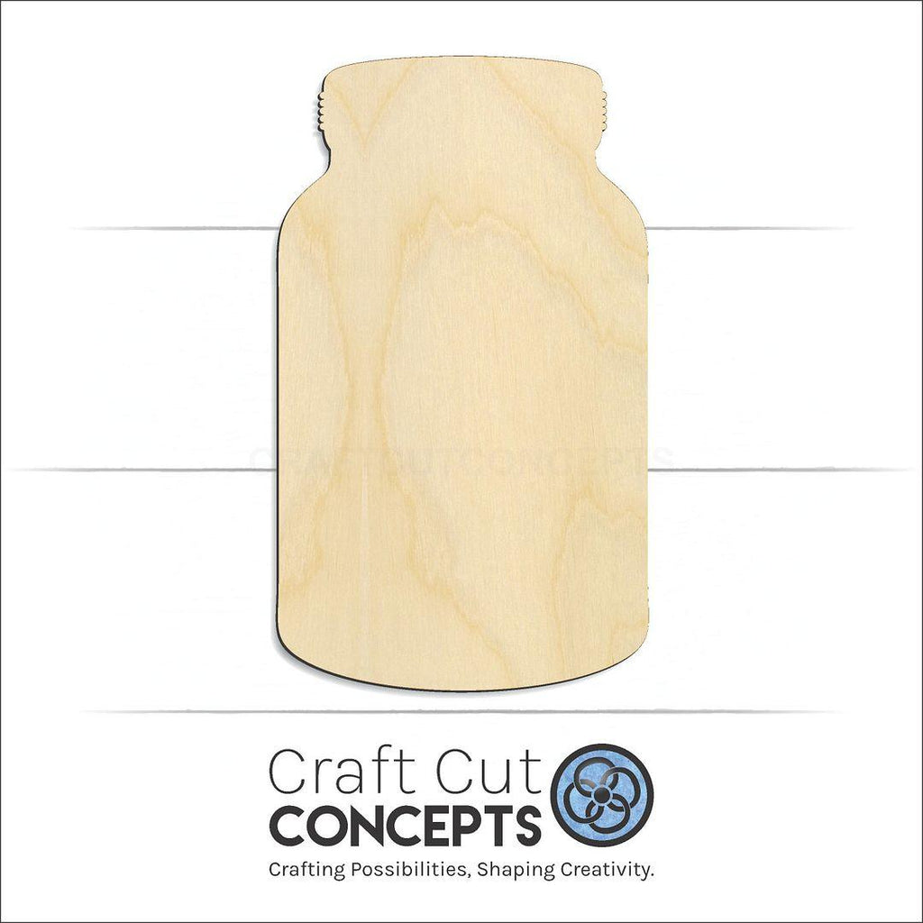 Craft Cut Concepts Logo under a wood Mason Jar craft shape and blank