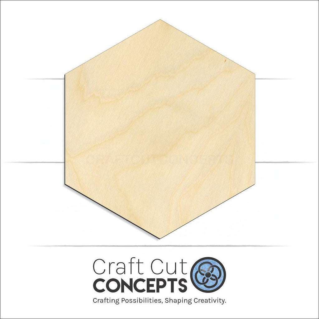 Craft Cut Concepts Logo under a wood Hexagon craft shape and blank