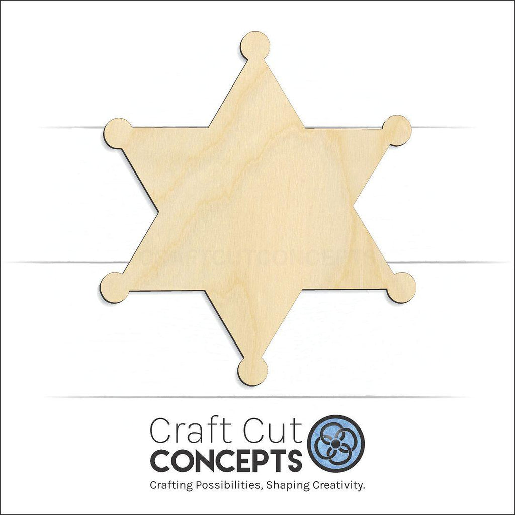 Craft Cut Concepts Logo under a wood Sheriff badge craft shape and blank