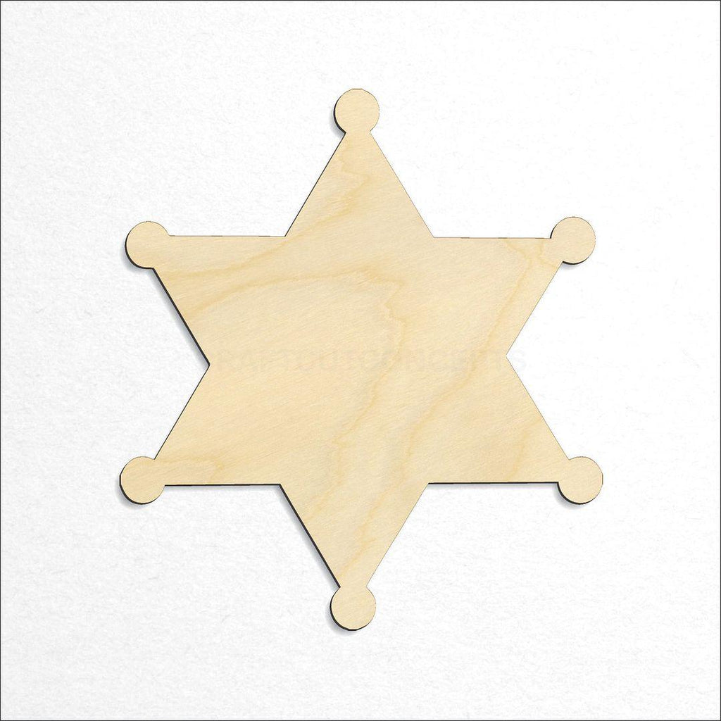 Wooden Sheriff badge craft shape available in sizes of 1 inch and up