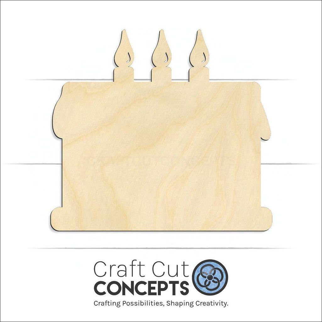 Craft Cut Concepts Logo under a wood Cake craft shape and blank