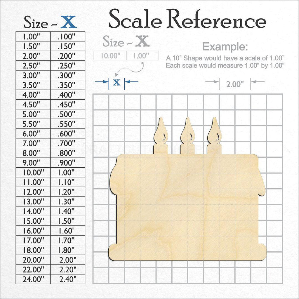 A scale and graph image showing a wood Cake craft blank