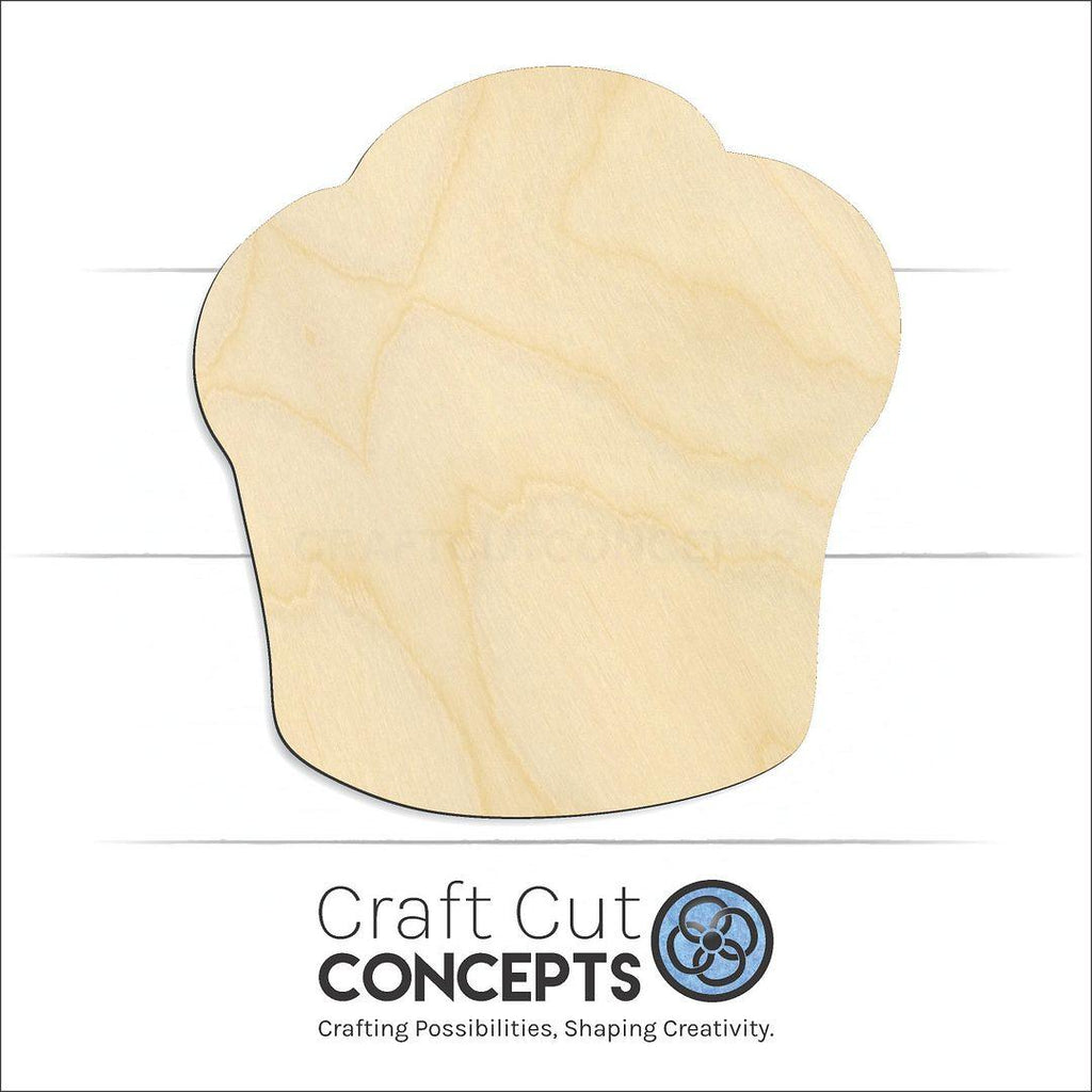 Craft Cut Concepts Logo under a wood Muffin craft shape and blank