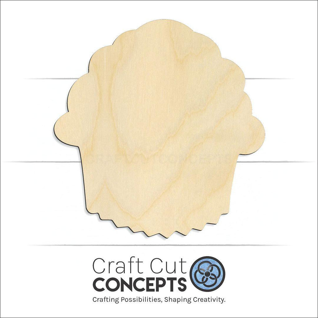 Craft Cut Concepts Logo under a wood Cupcake Muffin craft shape and blank