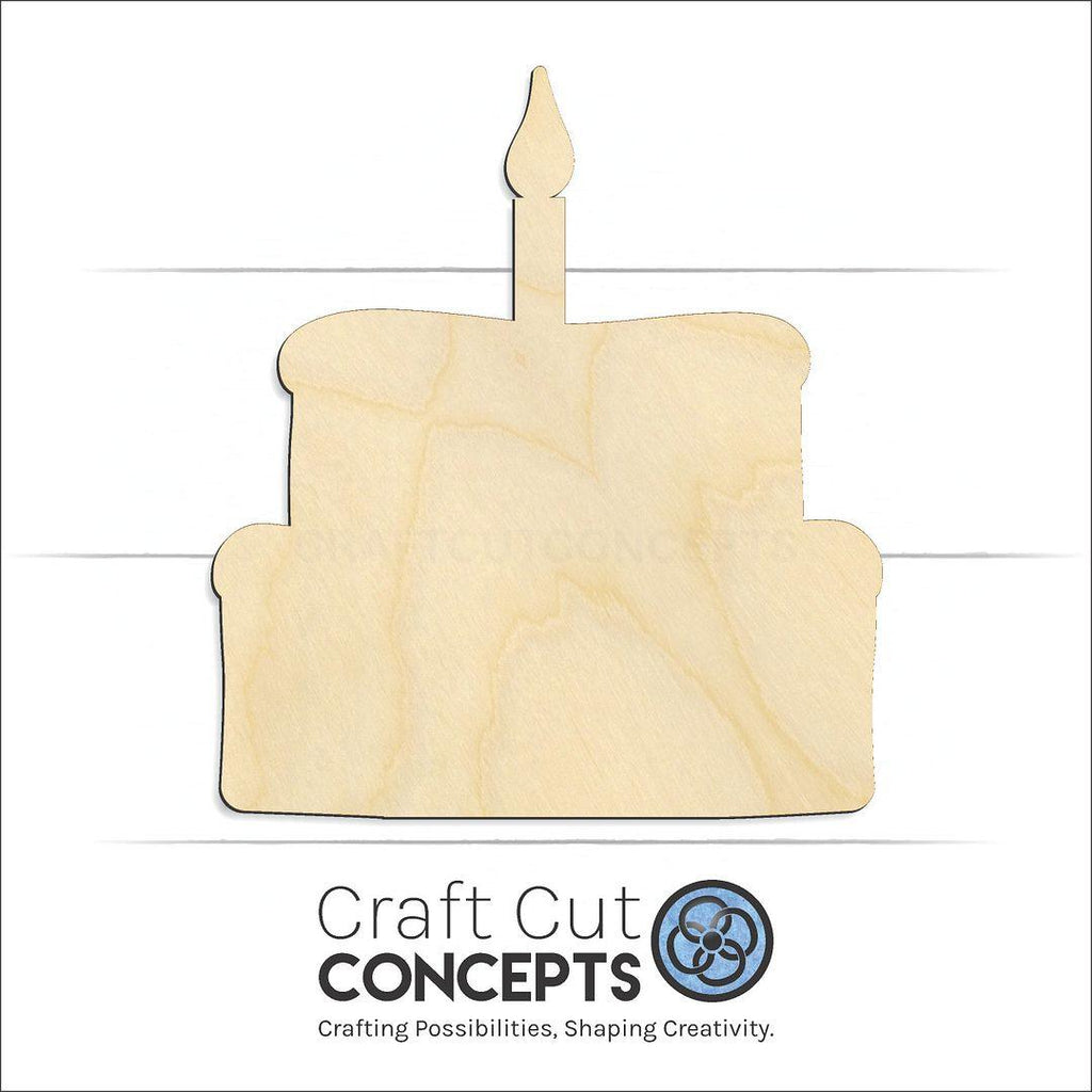 Craft Cut Concepts Logo under a wood Cake craft shape and blank