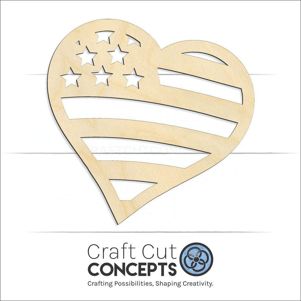 Craft Cut Concepts Logo under a wood US Flag Heart craft shape and blank