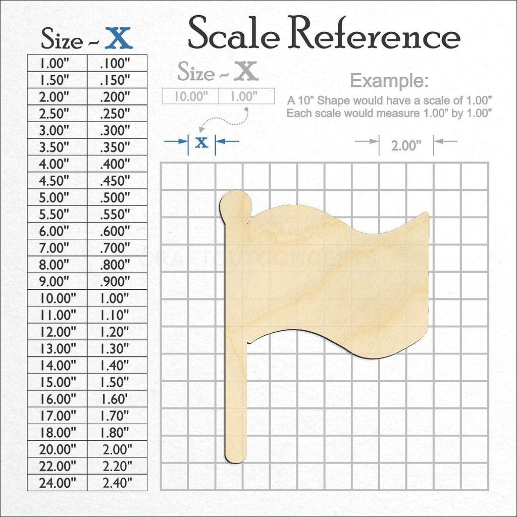 A scale and graph image showing a wood Flag Pole craft blank