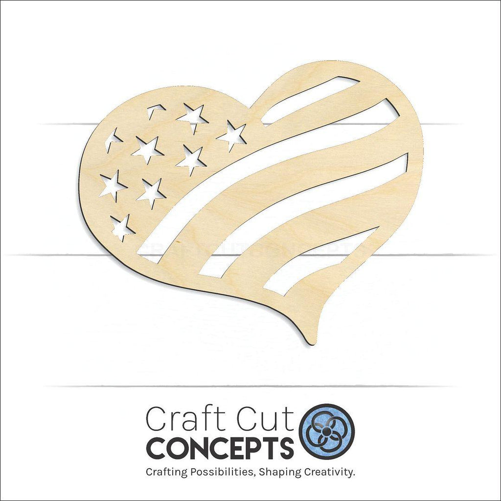 Craft Cut Concepts Logo under a wood Flag Heart craft shape and blank
