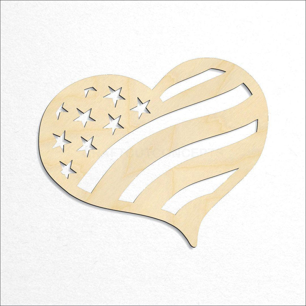 Wooden Flag Heart craft shape available in sizes of 3 inch and up
