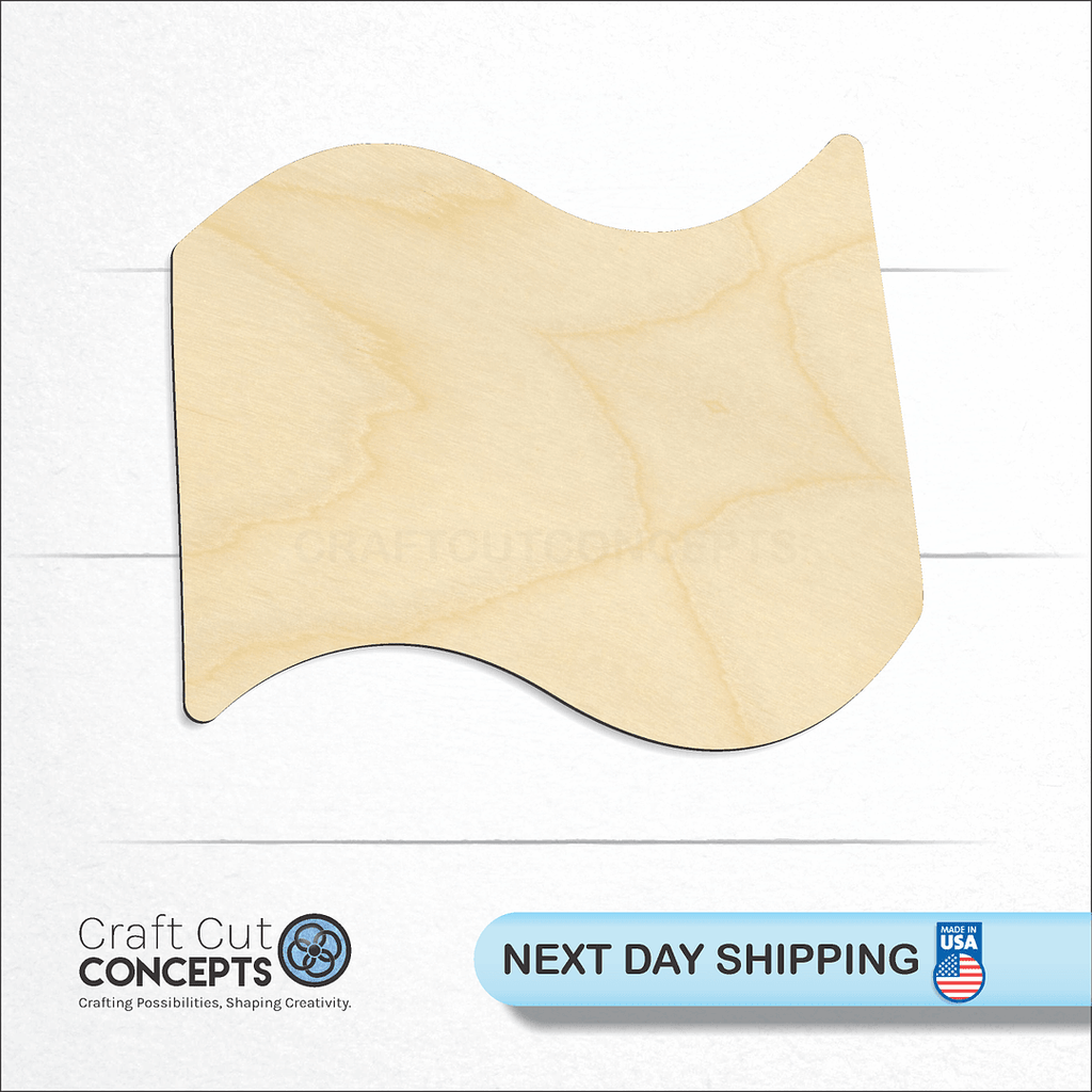 Craft Cut Concepts logo and next day shipping banner with an unfinished wood Flag Heart craft shape and blank