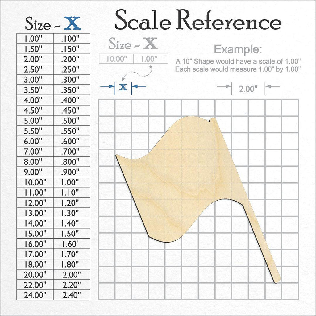 A scale and graph image showing a wood Flag Race craft blank