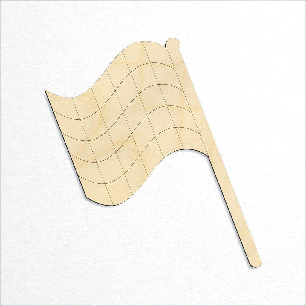 Wooden Checkerd Flag Race craft shape available in sizes of 3 inch and up