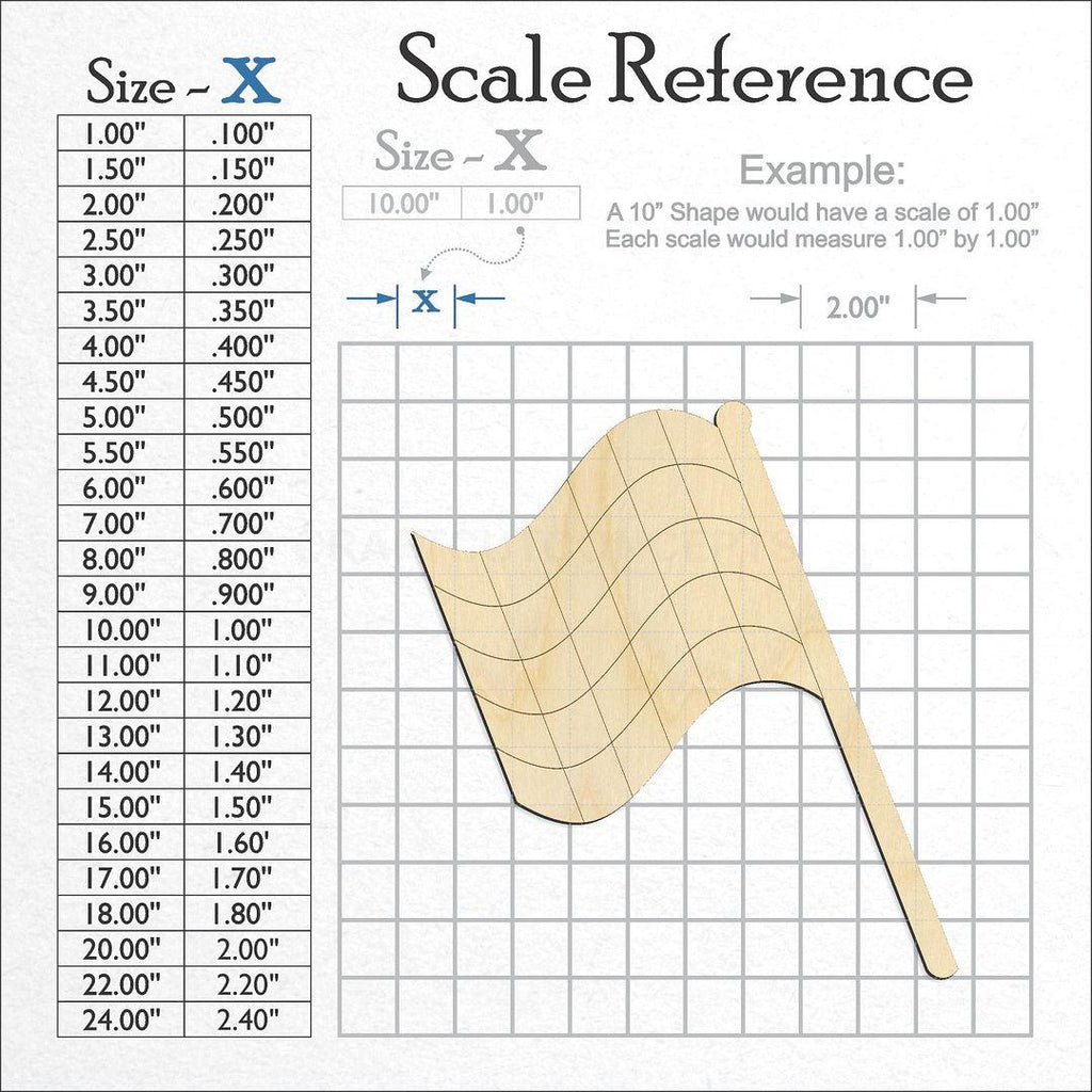 A scale and graph image showing a wood Checkerd Flag Race craft blank