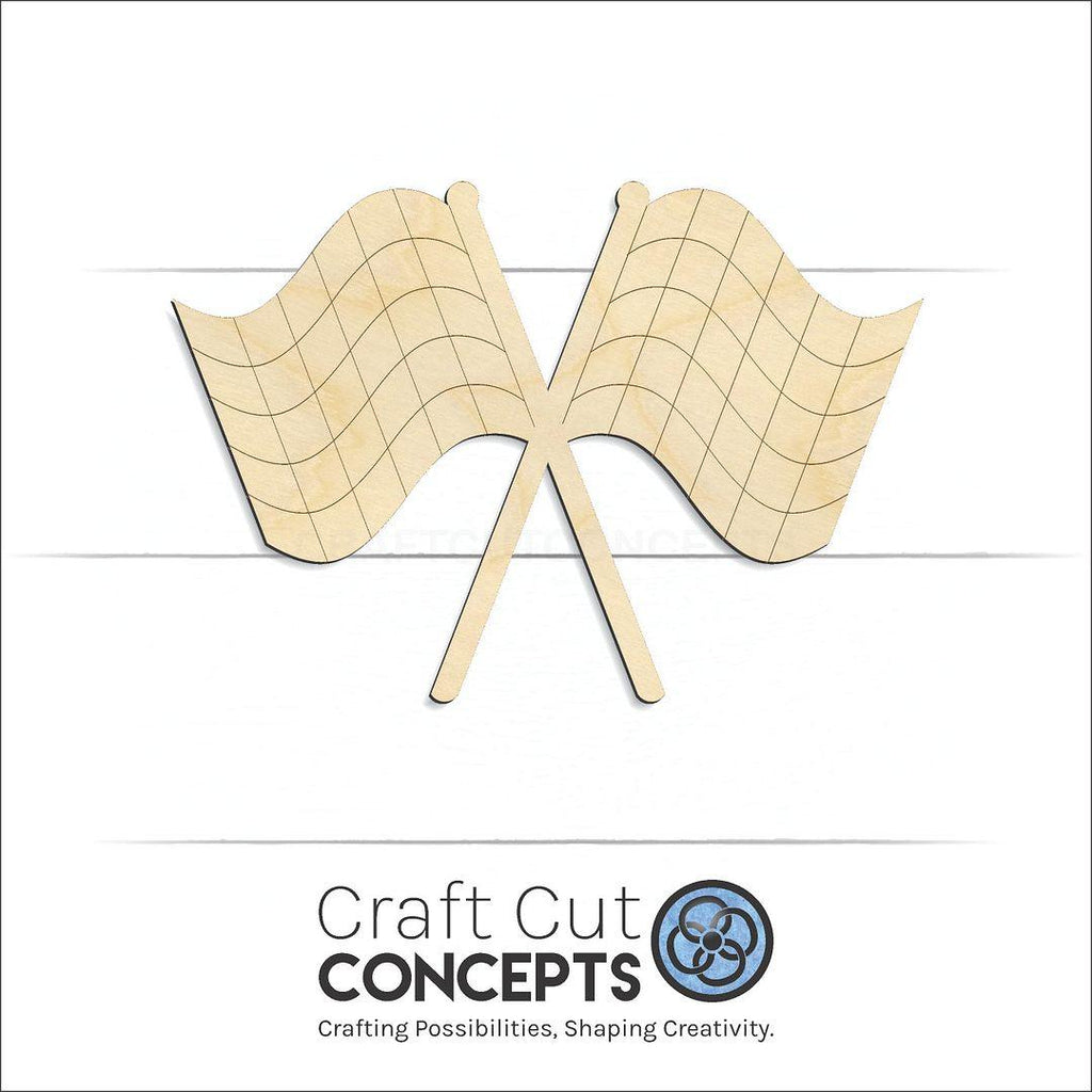 Craft Cut Concepts Logo under a wood Double Checkerd Flag Race craft shape and blank