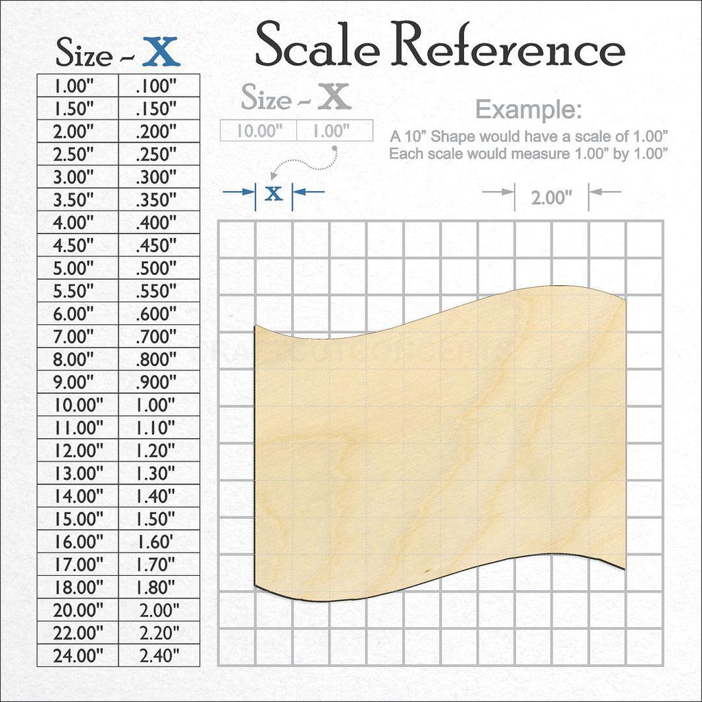 A scale and graph image showing a wood Flag craft blank