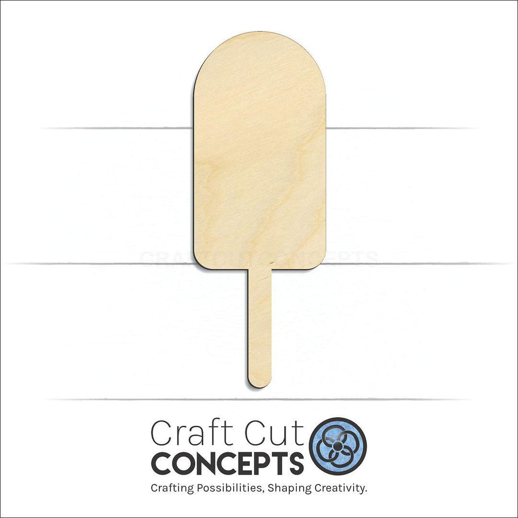 Craft Cut Concepts Logo under a wood Popsicle craft shape and blank