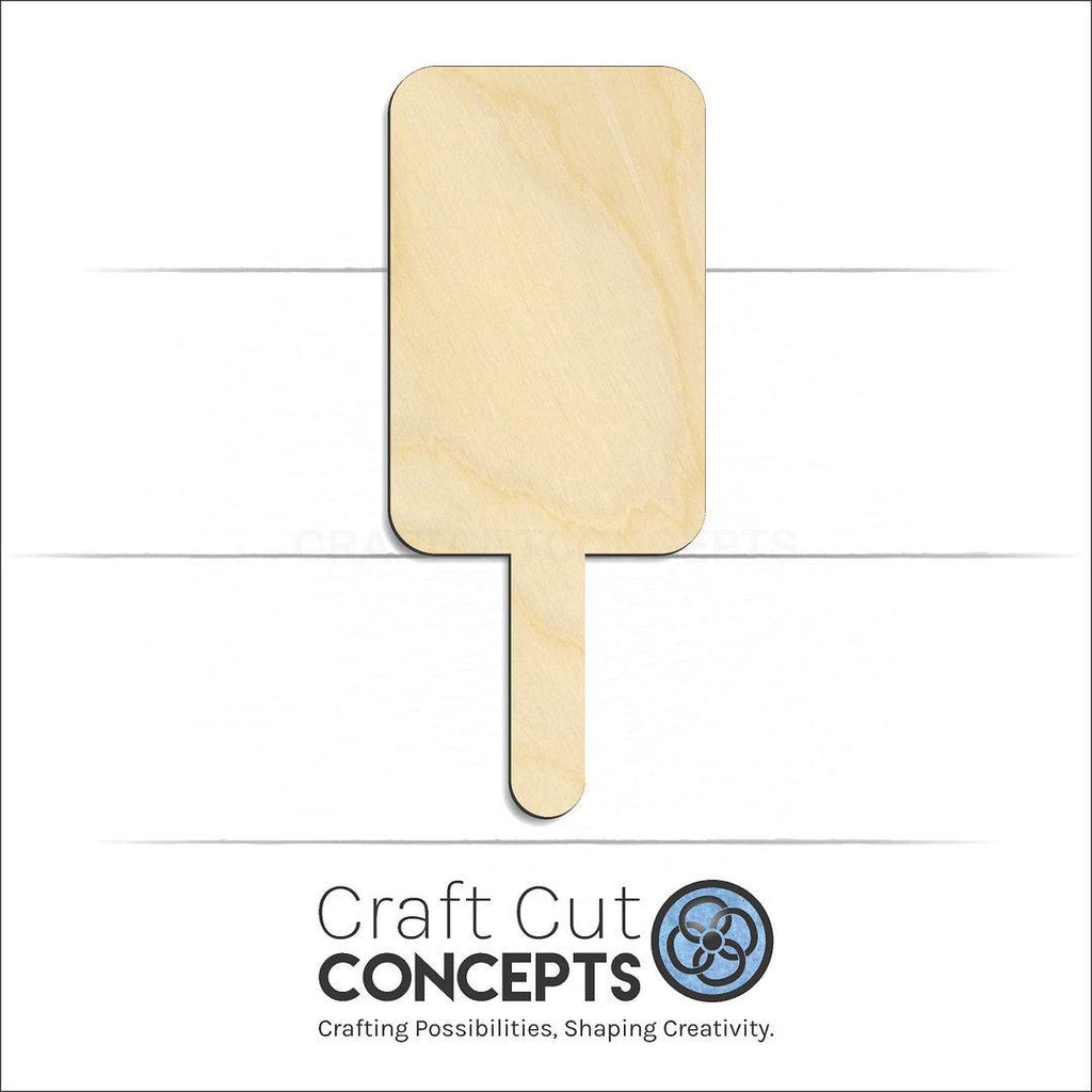 Craft Cut Concepts Logo under a wood Popsicle craft shape and blank