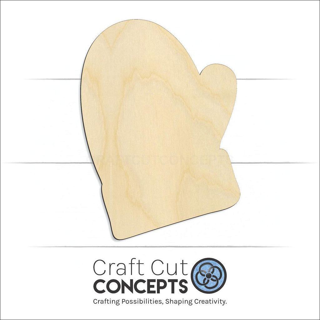 Craft Cut Concepts Logo under a wood Mitten craft shape and blank