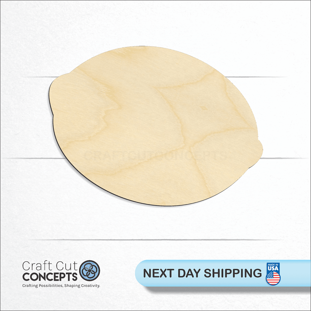 Craft Cut Concepts logo and next day shipping banner with an unfinished wood Lemon craft shape and blank