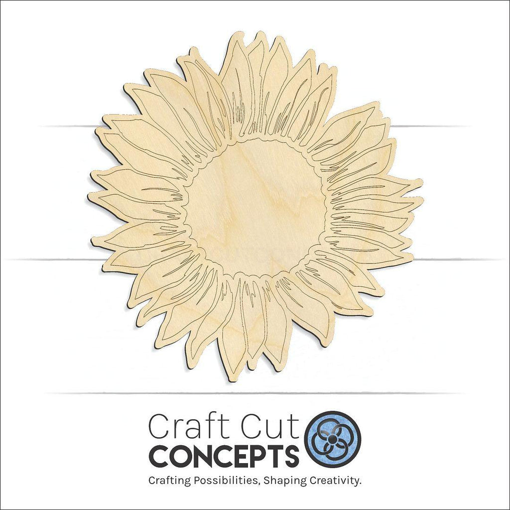 Craft Cut Concepts Logo under a wood Sun Flower craft shape and blank