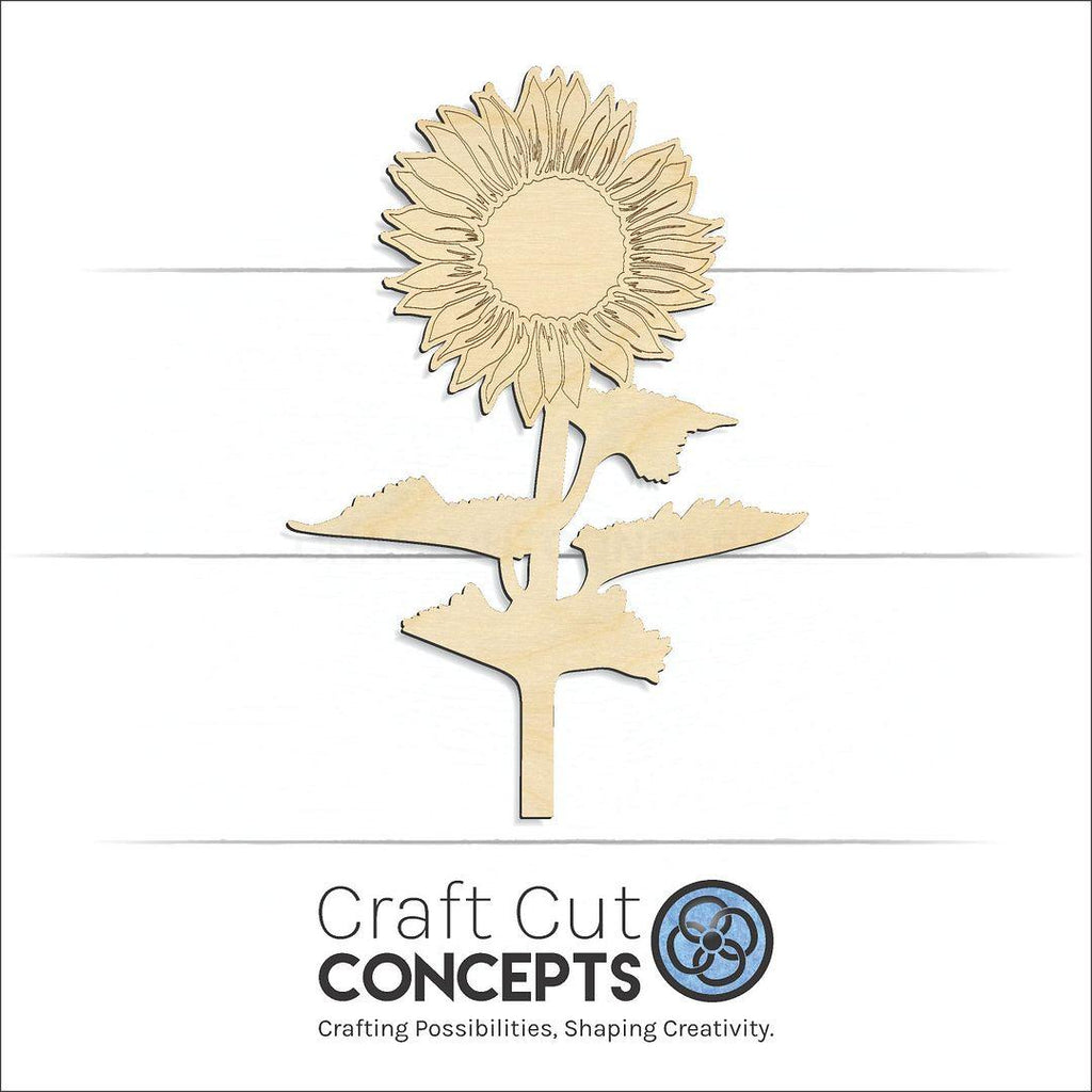 Craft Cut Concepts Logo under a wood Sun Flower craft shape and blank