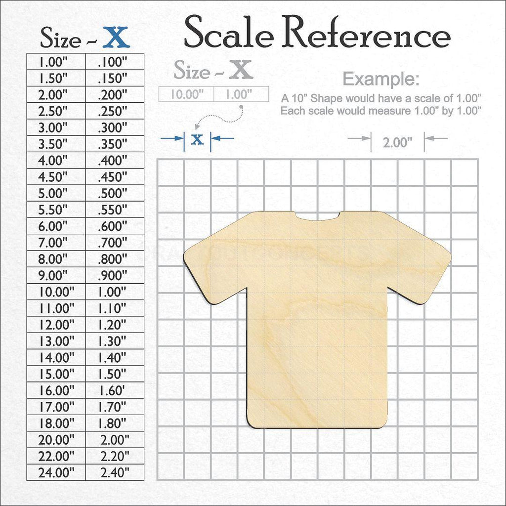 A scale and graph image showing a wood Shirt craft blank