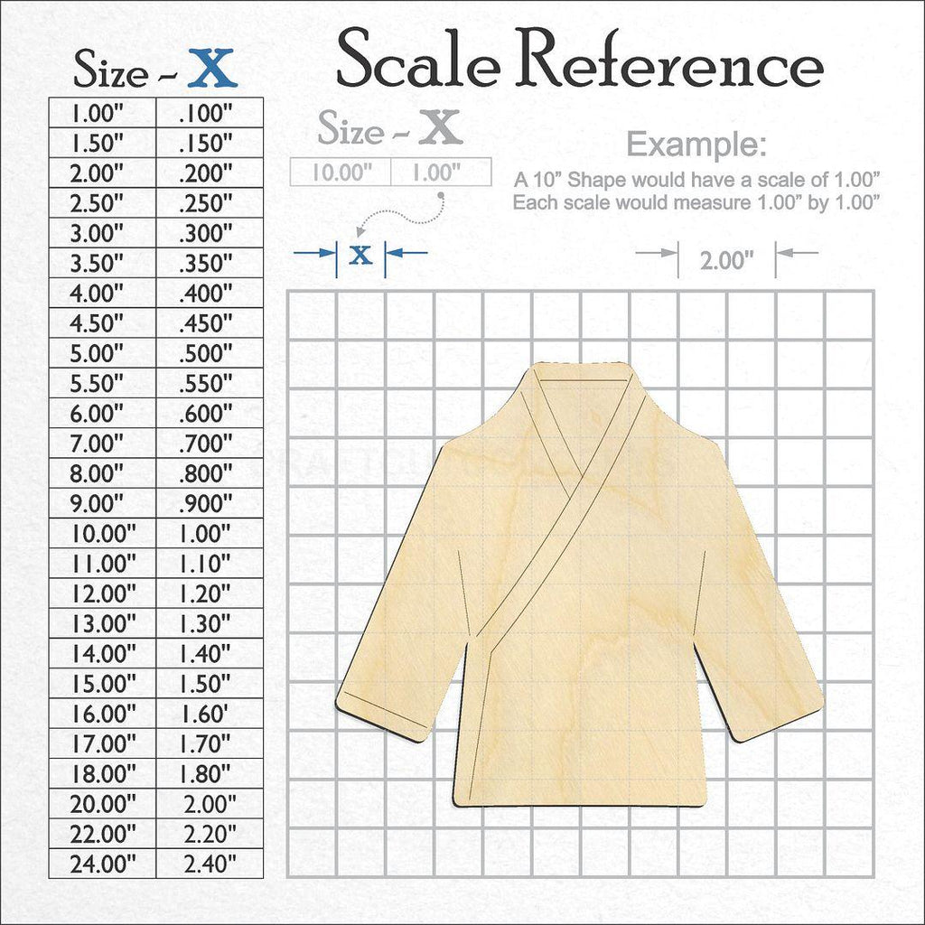 A scale and graph image showing a wood Karate Gi craft blank