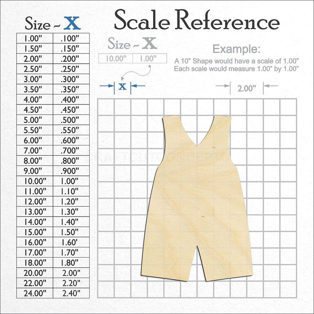 A scale and graph image showing a wood Overalls craft blank