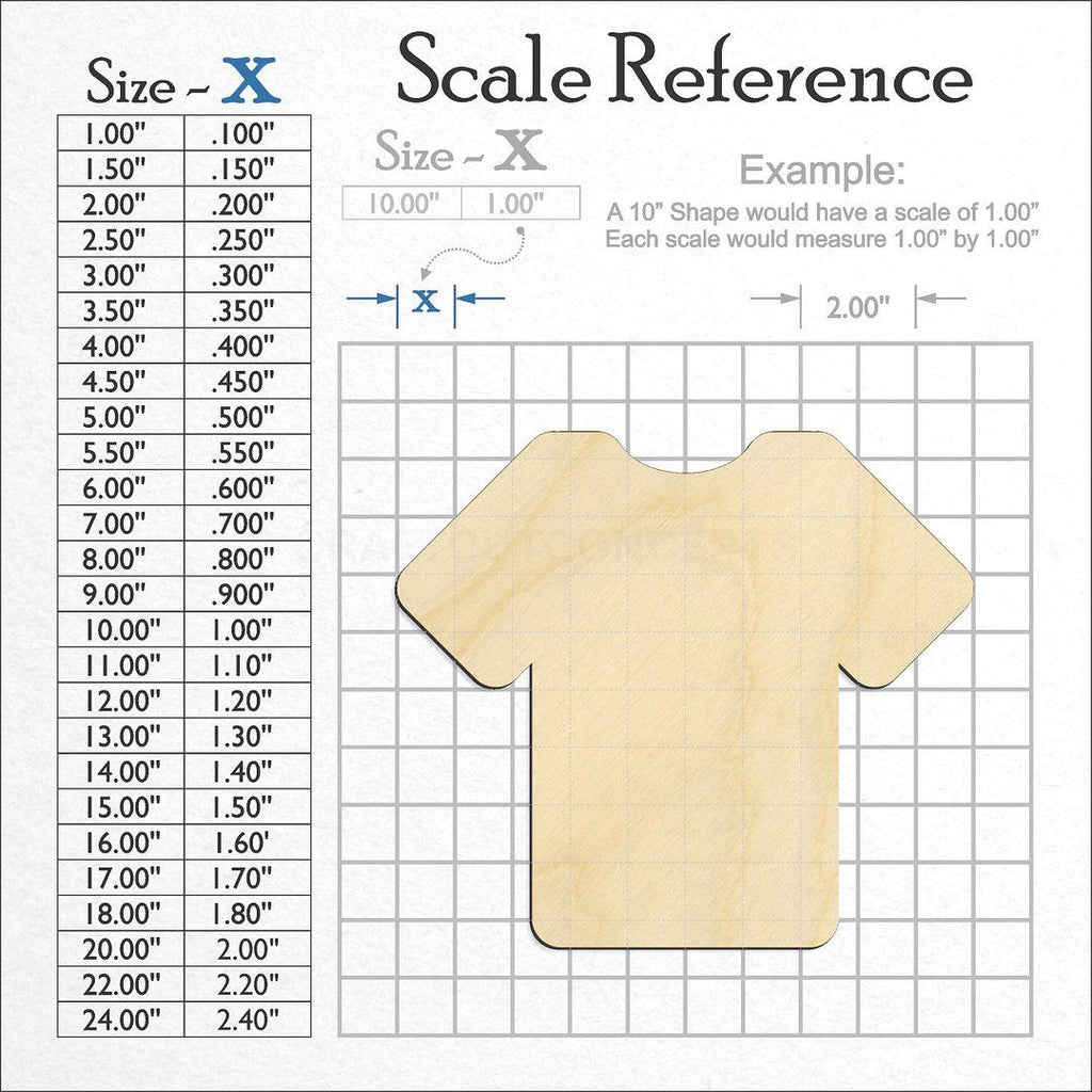 A scale and graph image showing a wood Shirt craft blank