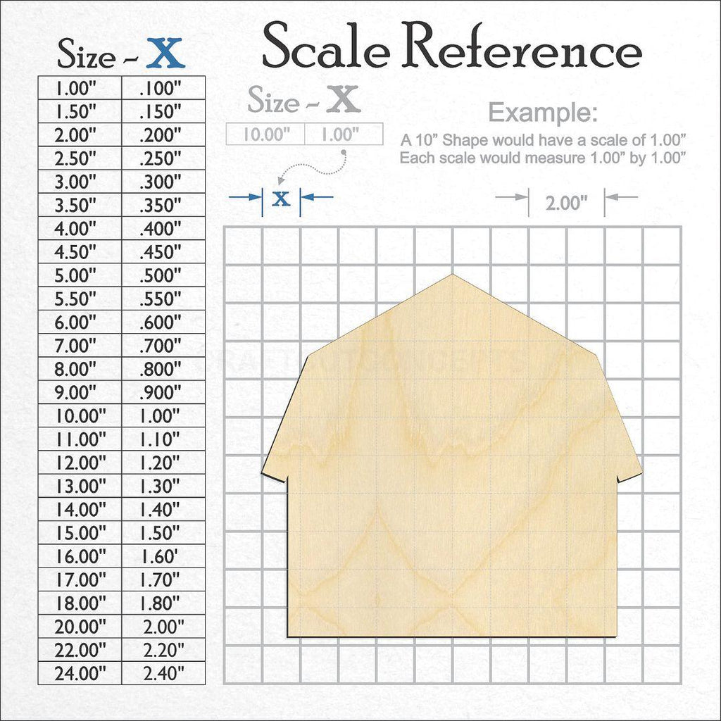 A scale and graph image showing a wood Barn craft blank