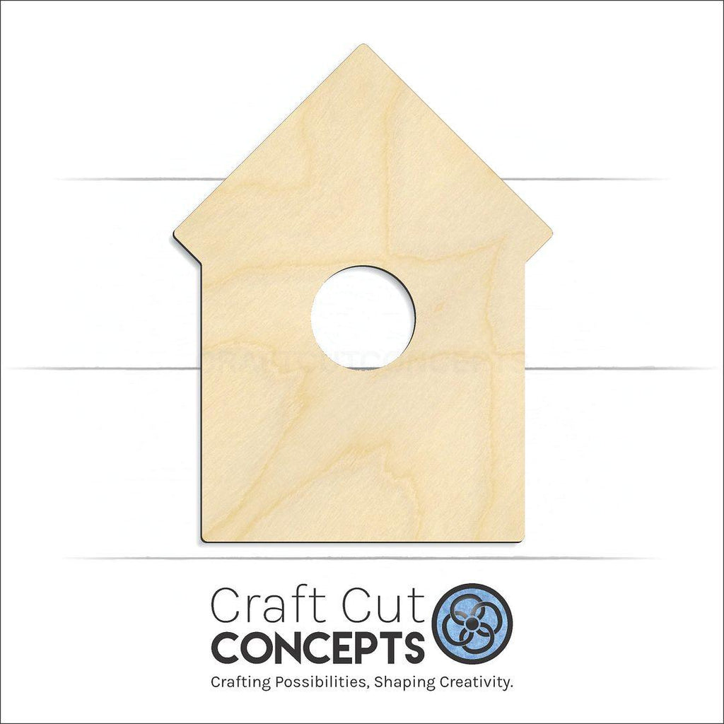 Craft Cut Concepts Logo under a wood Bird House craft shape and blank