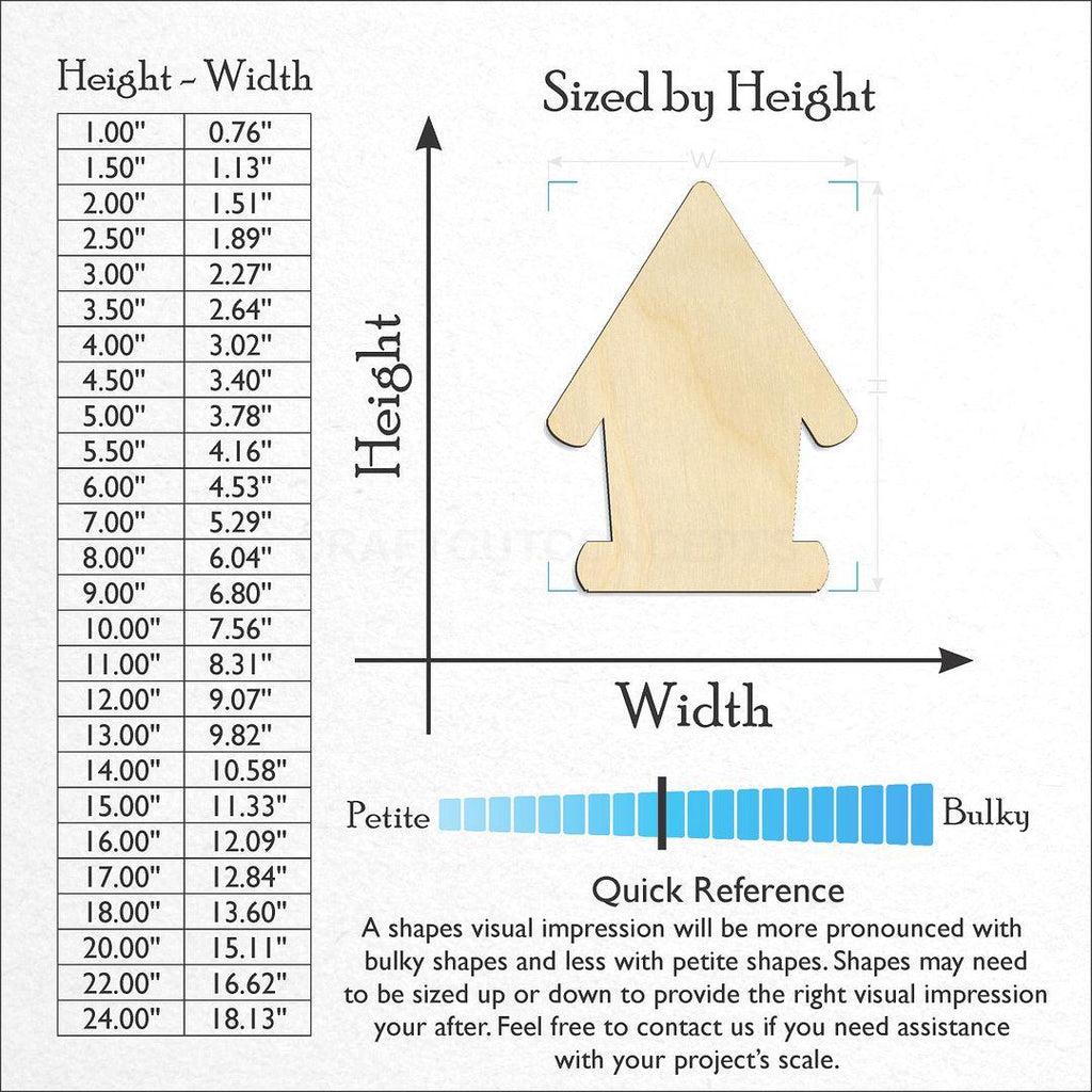 Sizes available for a laser cut Bird House craft blank