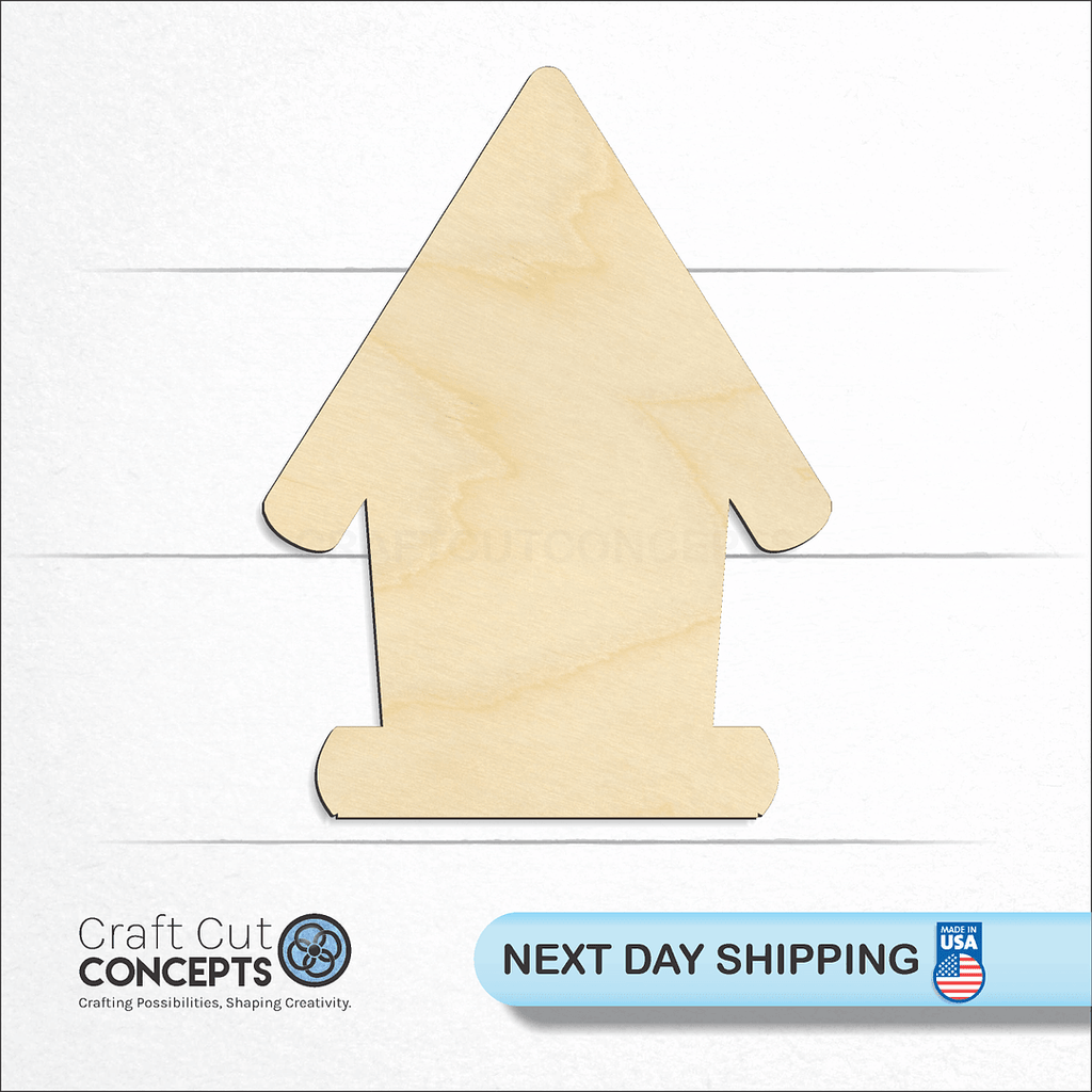 Craft Cut Concepts logo and next day shipping banner with an unfinished wood Bird House craft shape and blank