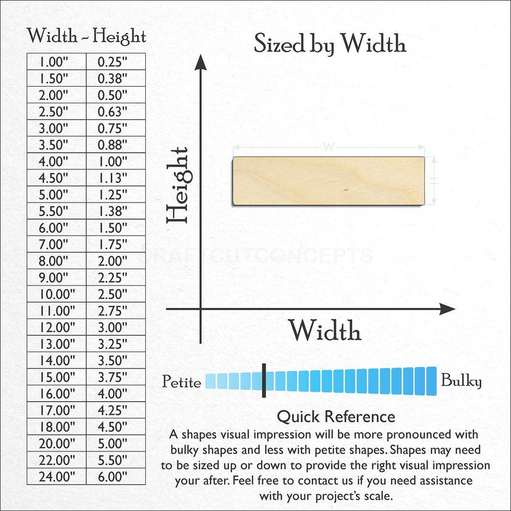 Sizes available for a laser cut Ruler craft blank