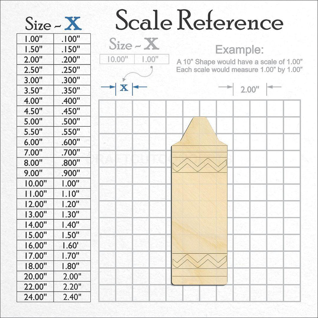 A scale and graph image showing a wood Crayon craft blank