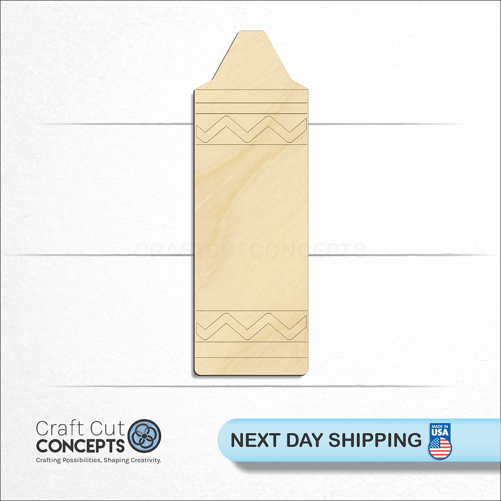 Craft Cut Concepts logo and next day shipping banner with an unfinished wood Crayon craft shape and blank