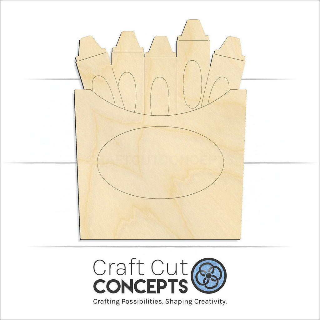 Craft Cut Concepts Logo under a wood Crayon Box craft shape and blank