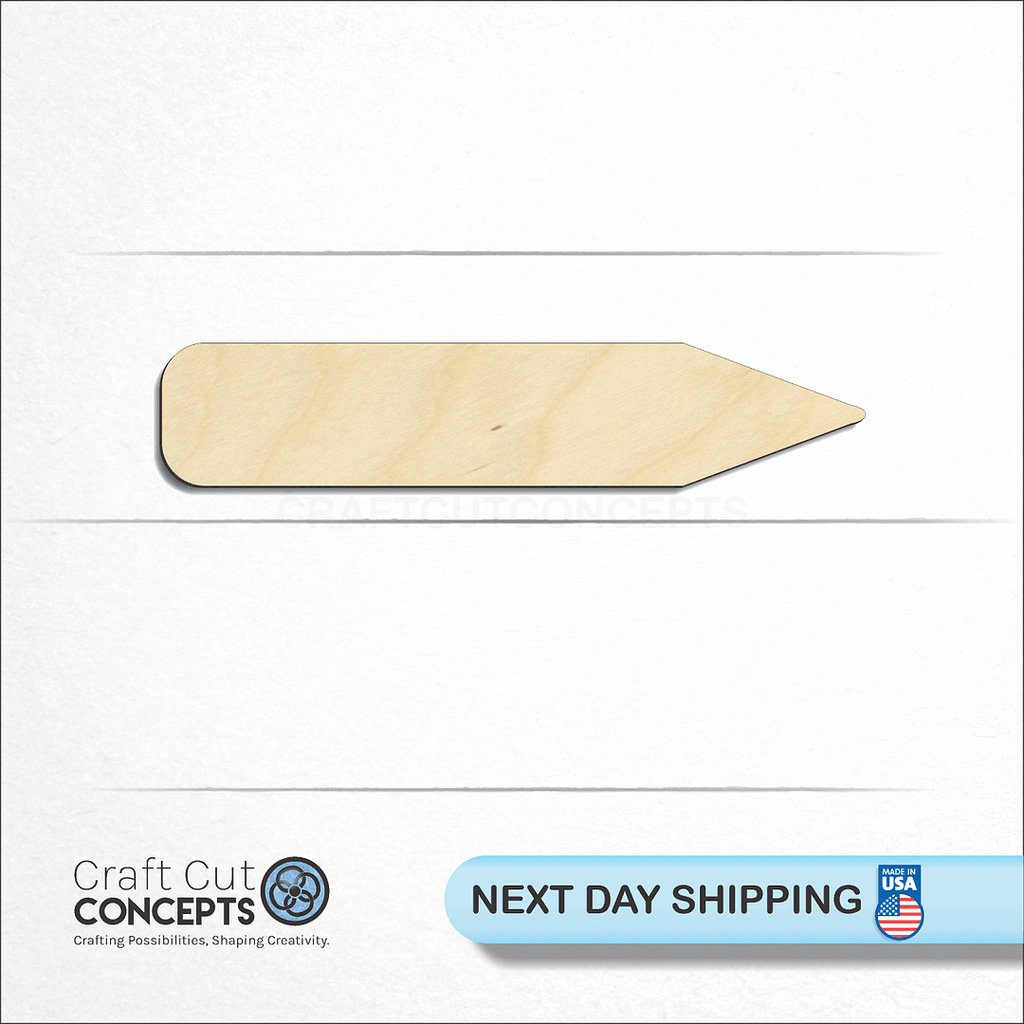 Craft Cut Concepts logo and next day shipping banner with an unfinished wood Teacher Pencil craft shape and blank