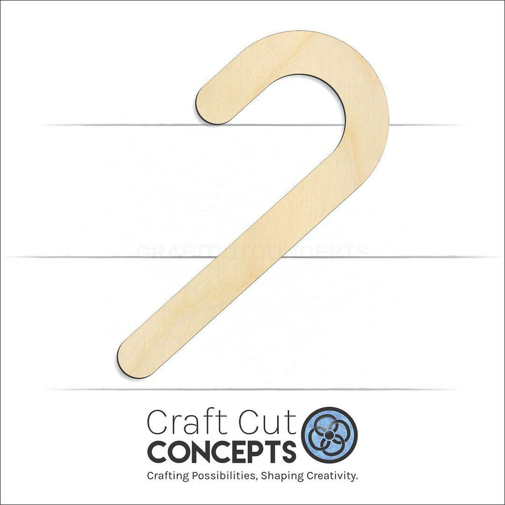 Craft Cut Concepts Logo under a wood Candy Cane craft shape and blank