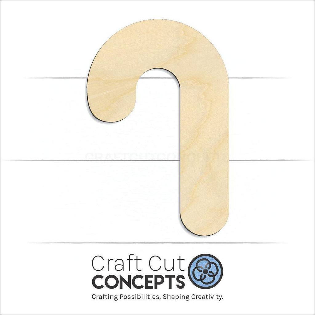 Craft Cut Concepts Logo under a wood Candy Cane craft shape and blank