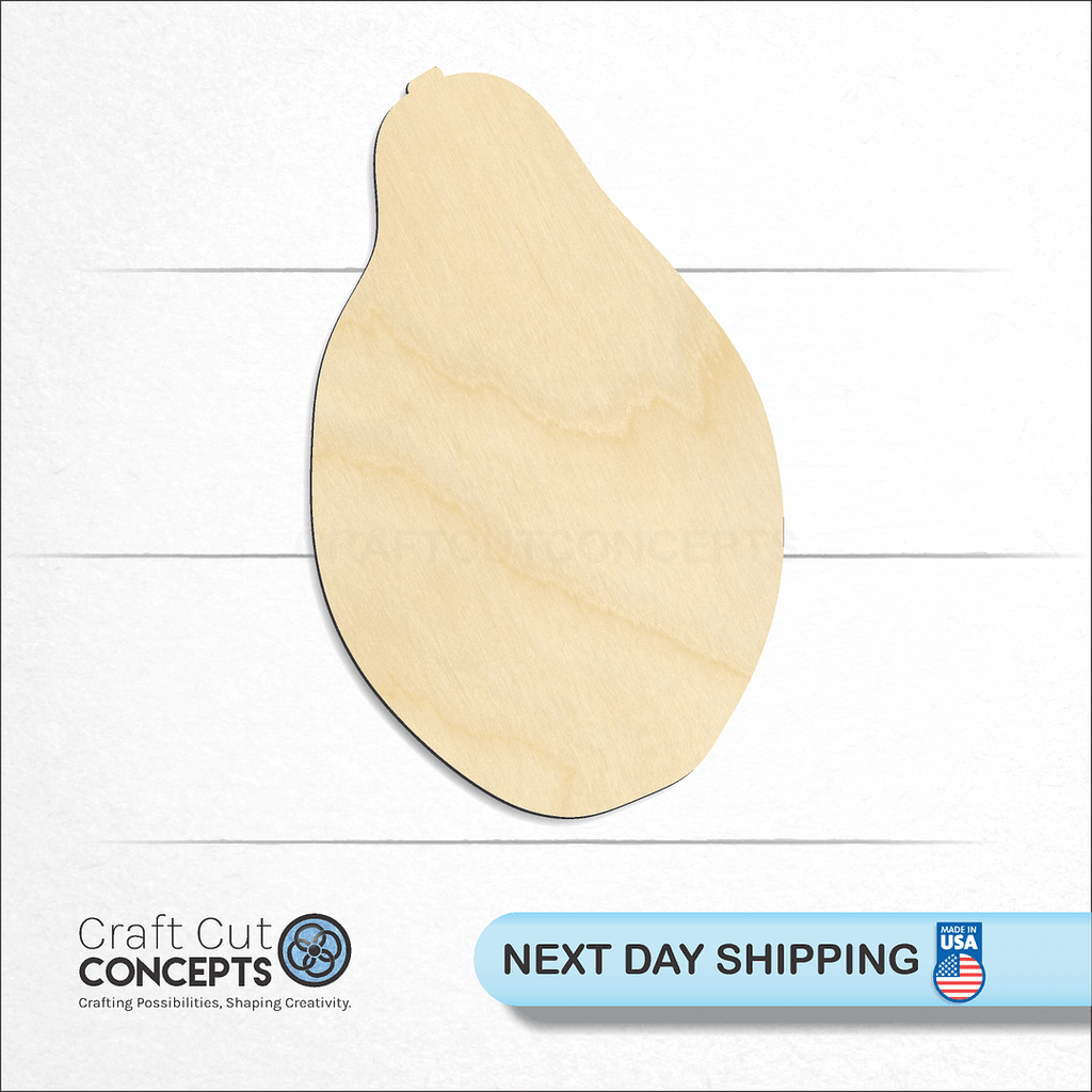 Craft Cut Concepts logo and next day shipping banner with an unfinished wood Paw Paw Fruit craft shape and blank