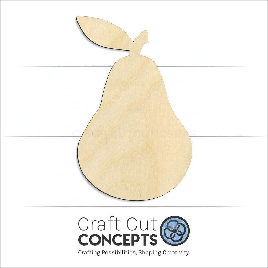 Craft Cut Concepts Logo under a wood Pear Fruit craft shape and blank