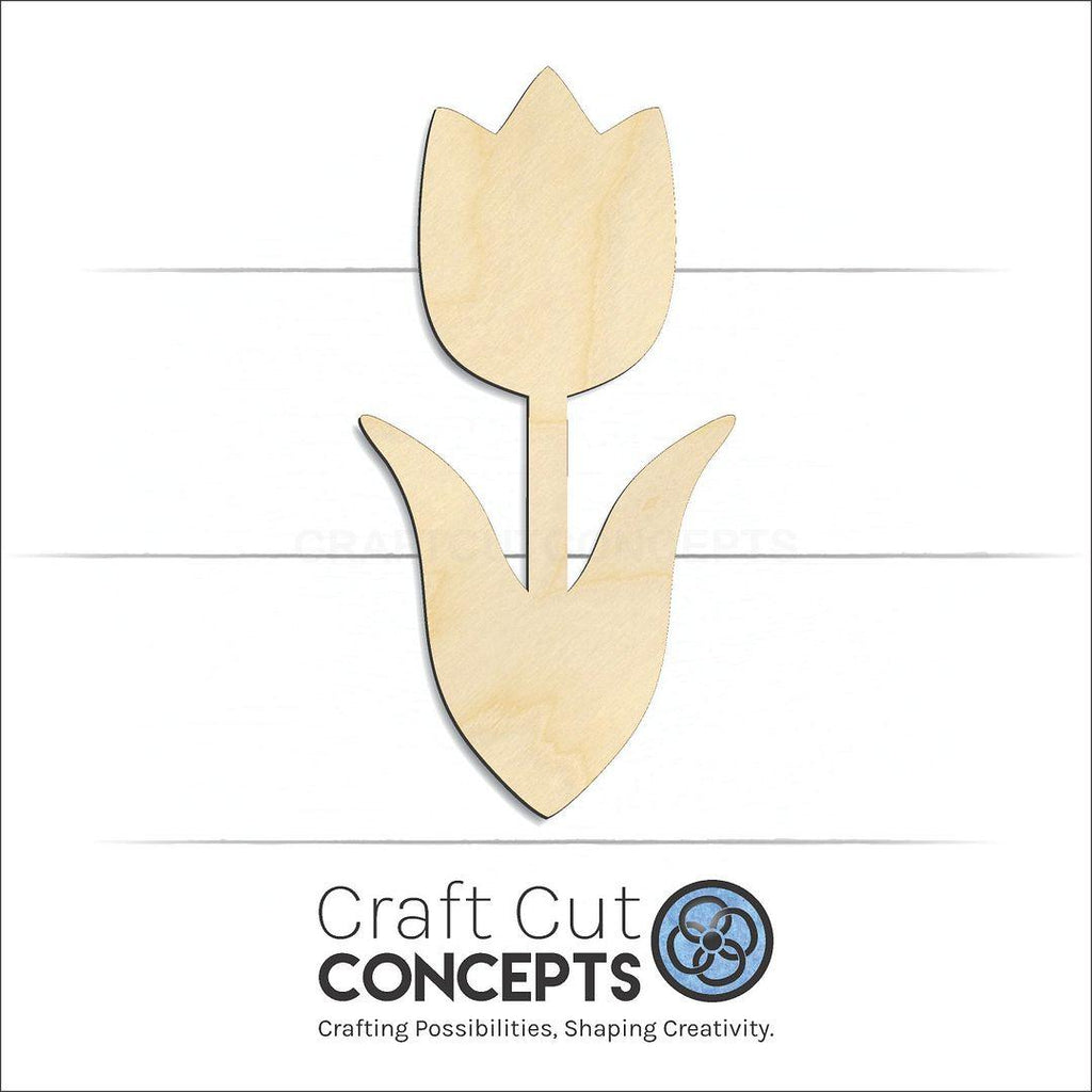 Craft Cut Concepts Logo under a wood Tulip craft shape and blank