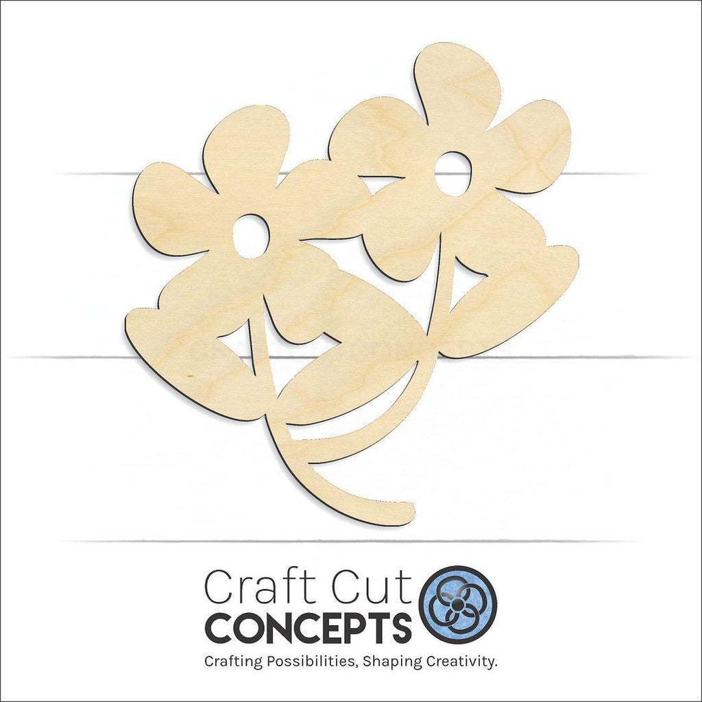 Craft Cut Concepts Logo under a wood Flower craft shape and blank