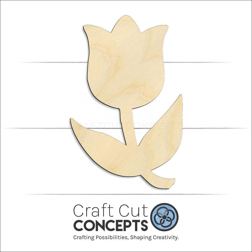 Craft Cut Concepts Logo under a wood Tulip craft shape and blank