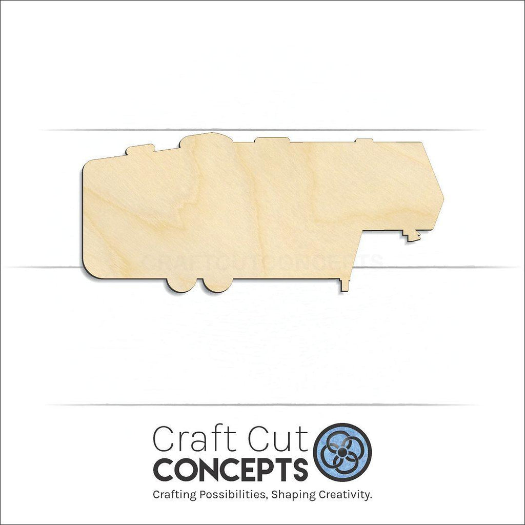 Craft Cut Concepts Logo under a wood  5th wheel camper craft shape and blank