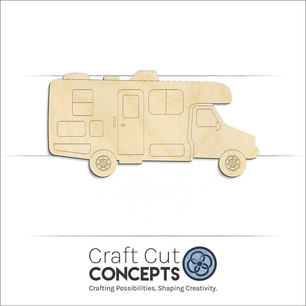 Craft Cut Concepts Logo under a wood  RV camper craft shape and blank