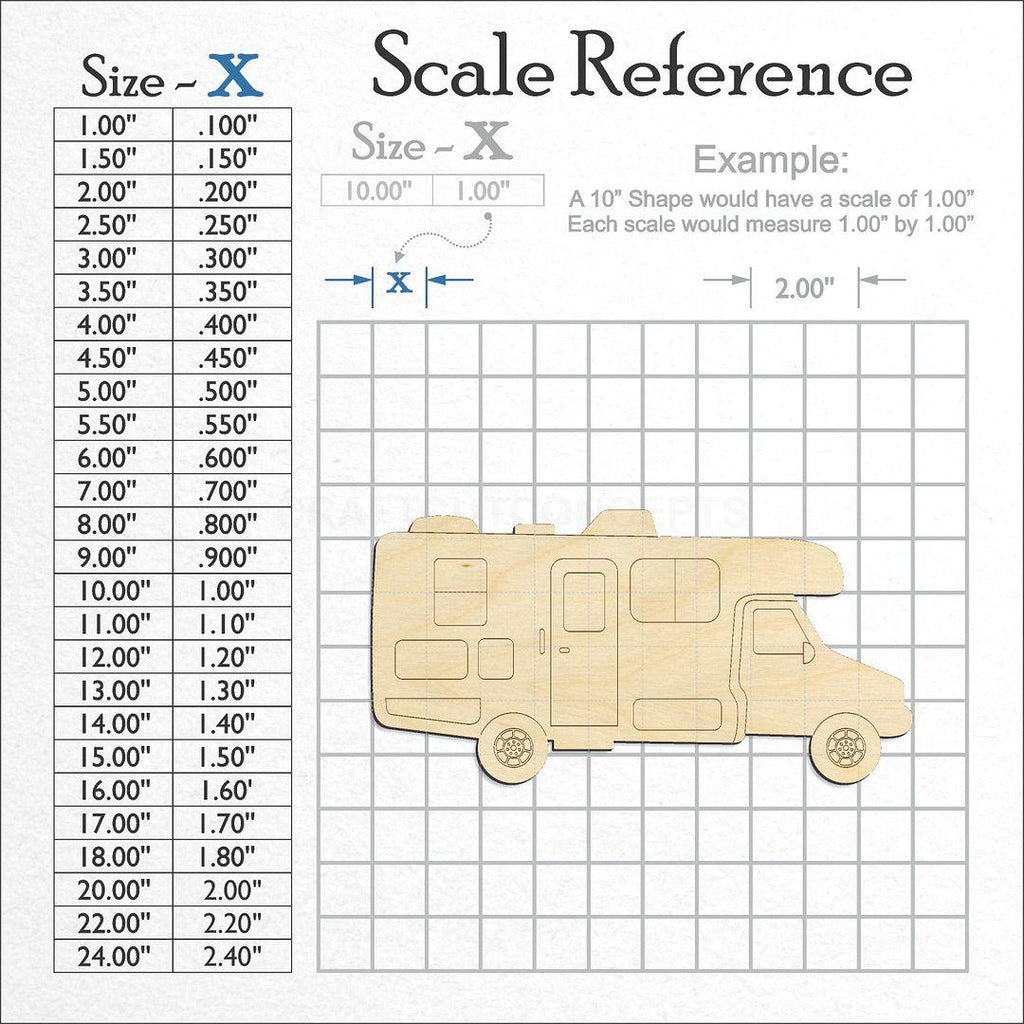 A scale and graph image showing a wood  RV camper craft blank