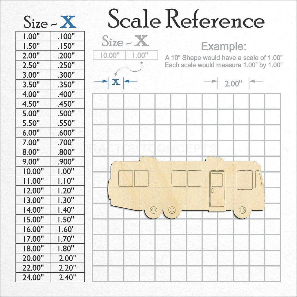 A scale and graph image showing a wood  RV Camper craft blank